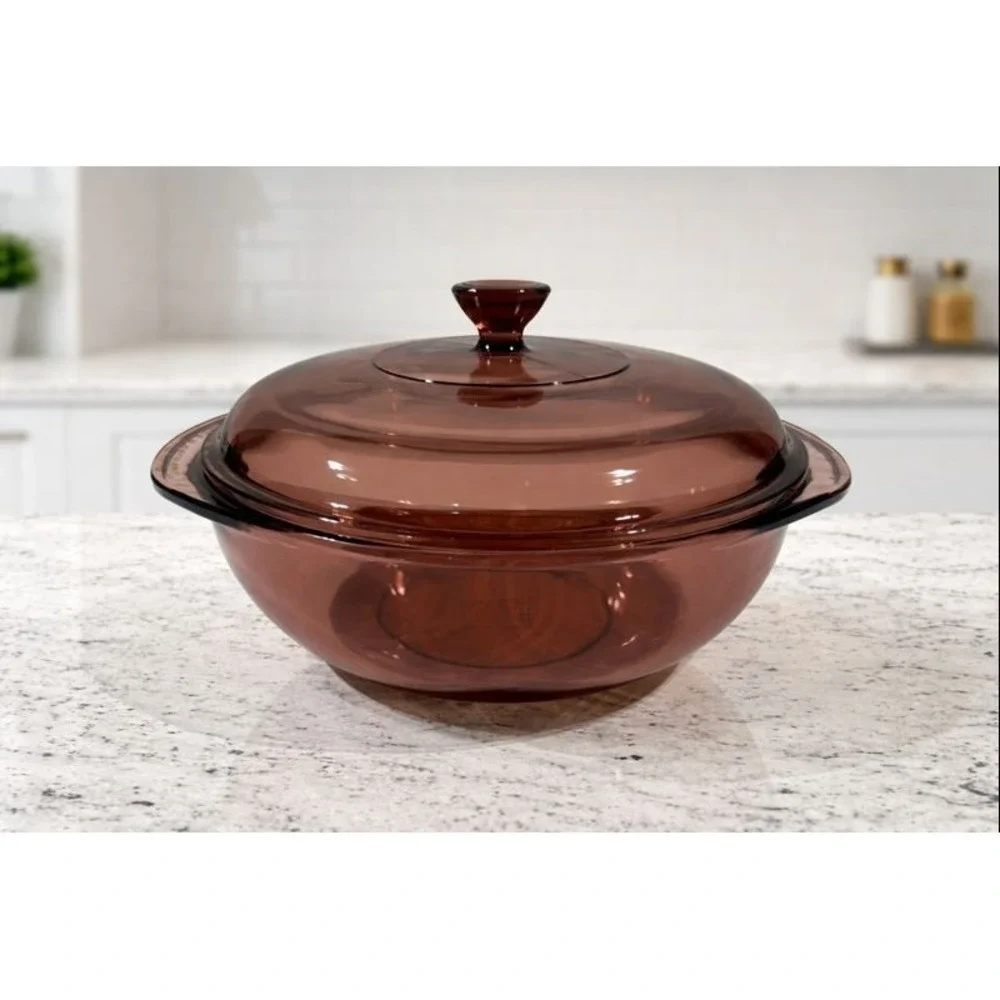 PYREX #024 Cranberry - Vintage 2 qt Casserole Dish - Pyrex Lid 624C‎